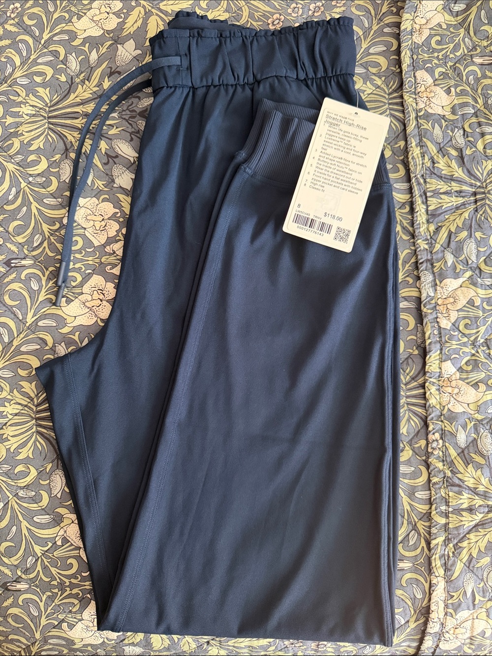 NWT Navy, stretch High rise Jogger Drawstring